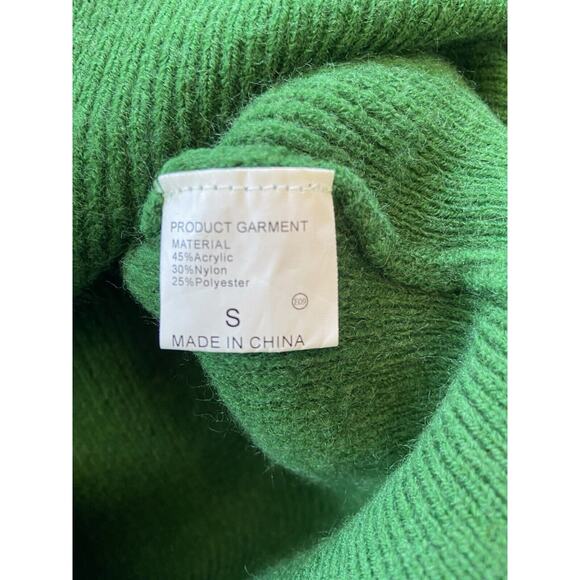 Women’s Small Green Acrylic Blend Knit V-neck Collar Sweater With Belt - Picture 4 of 4